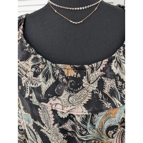 Maurices Top Sz 3X Boho Sheer Multi Paisley Off The Shoulder Peplum Ruffle Trim - Picture 3 of 14